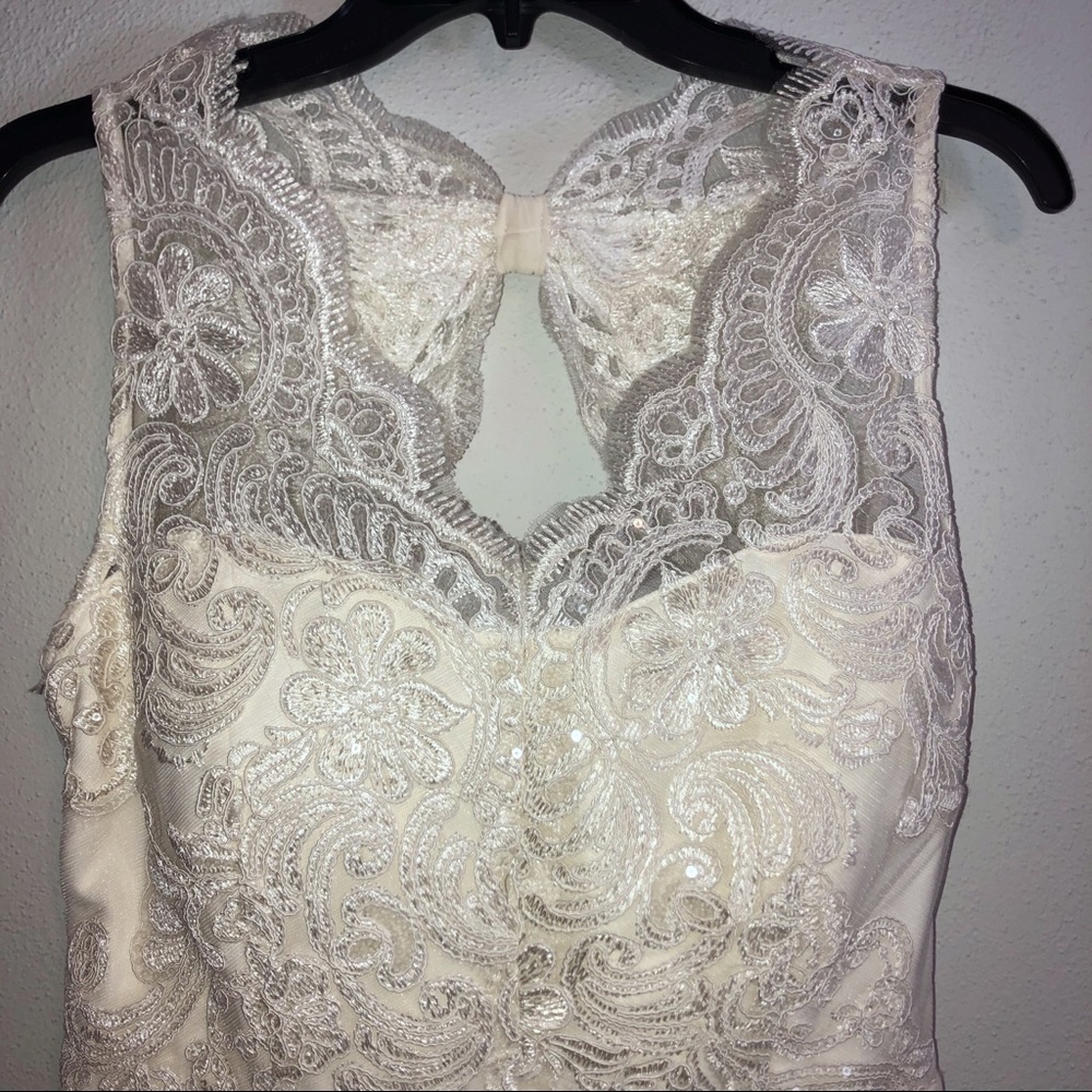 Minuet ivory lace chiffon formal dress Medium New - Picture 2 of 8